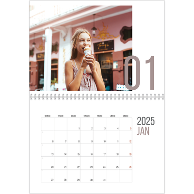 Fotokalender A4 dobbel (30 x 40 cm) — Tall for måned [Januar]