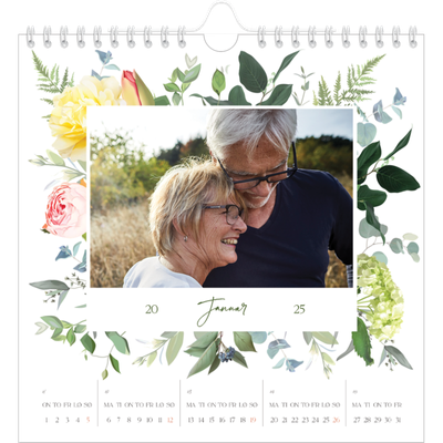 Månedskalender kvadratisk — Klassiske blomster [Januar]