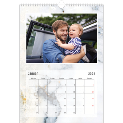 Fotokalender A4 (20 x 30 cm) — Marmorbakgrunn [Januar]