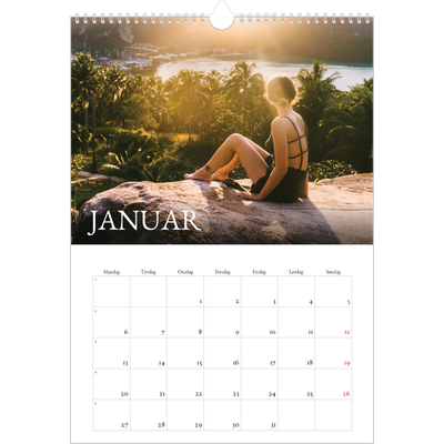 A3 Månedskalender — Enkel serif-font [Januar]