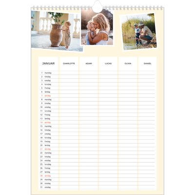 A3 Familieplanleggere — Moderne planlegger - Familie på 5 [Januar]