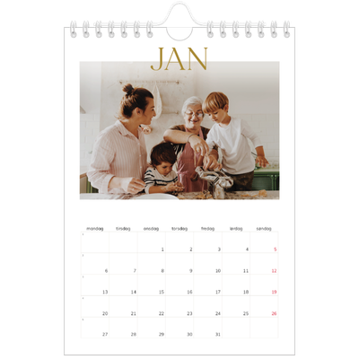 Fotokalender A5 — Gull stor skrift [Januar]