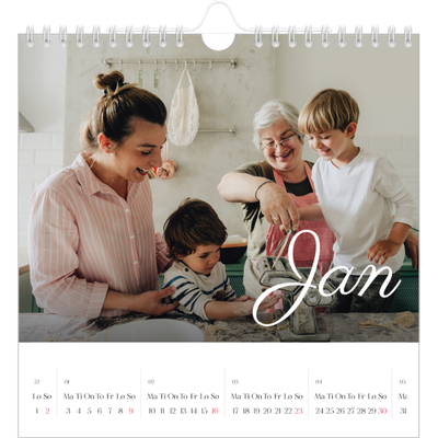 Månedskalender kvadratisk — Håndskrevne måneder [Januar]