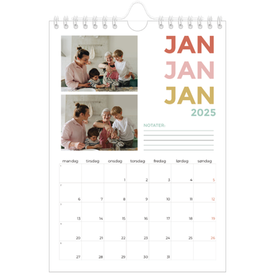 Fotokalender A5 — Fargerike fonter [Januar]