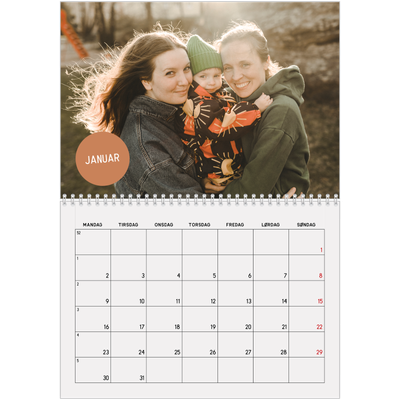 Fotokalender A4 dobbel (30 x 40 cm) — Fotoklistremerke [Januar]