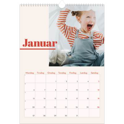A3 Månedskalender — Kalender 90-talls stil [Januar]