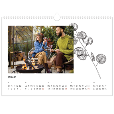 Fotokalender A3 — Blomstertegninger [Januar]