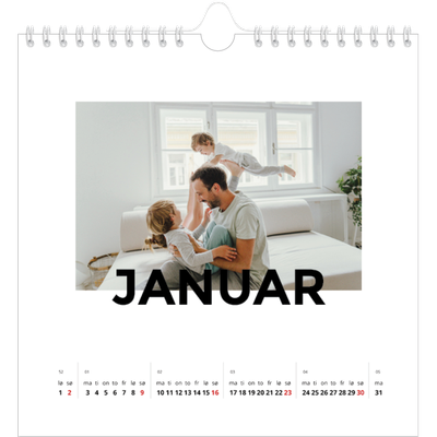 Månedskalender kvadratisk — Spredte bokstaver [Januar]
